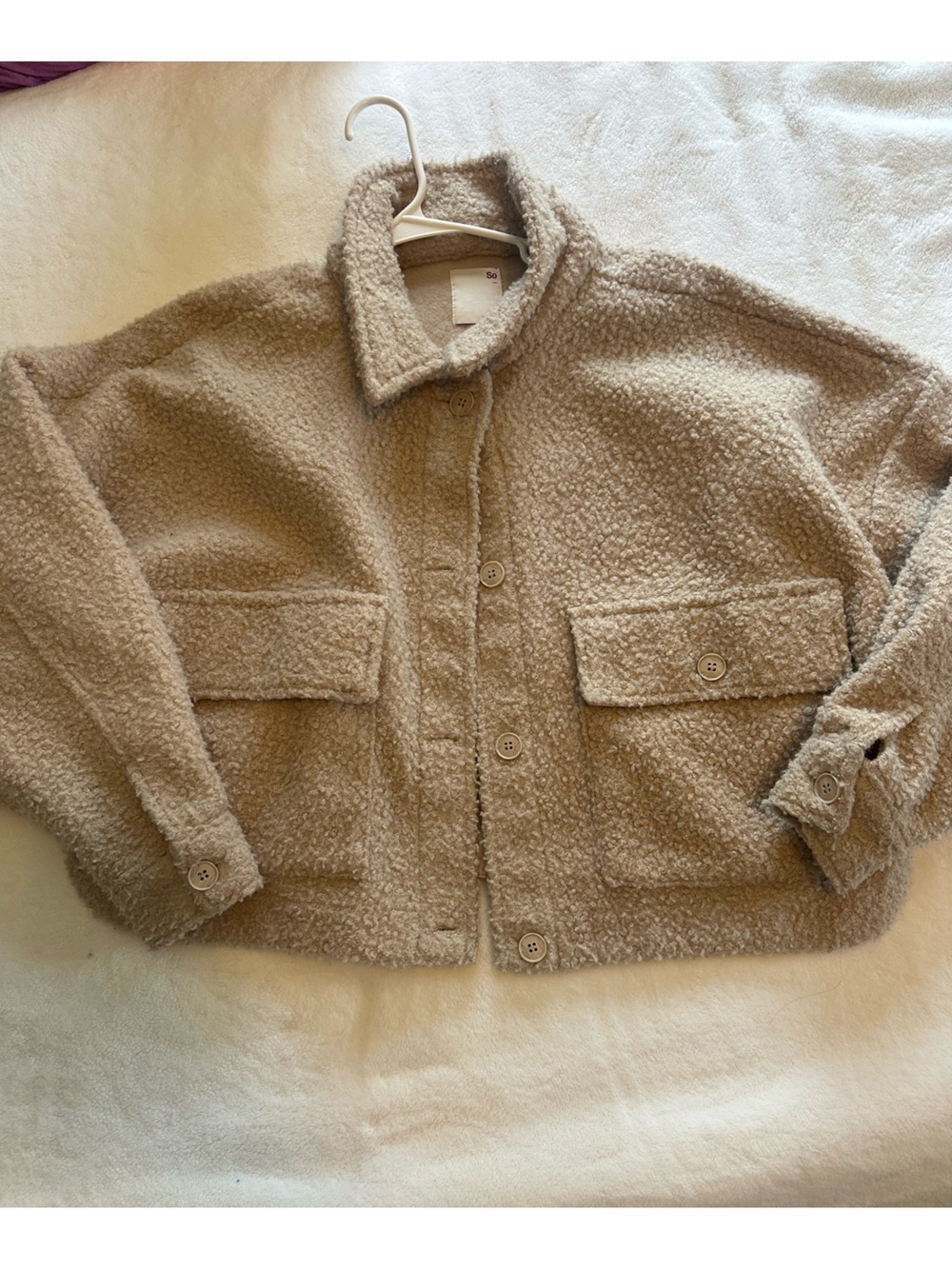 SO Beige Sherpa Pea Coat